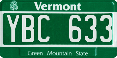 VT license plate YBC633