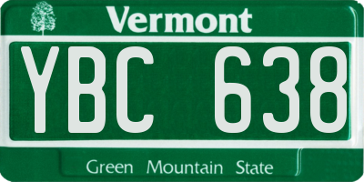 VT license plate YBC638