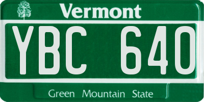 VT license plate YBC640