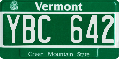 VT license plate YBC642