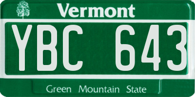 VT license plate YBC643