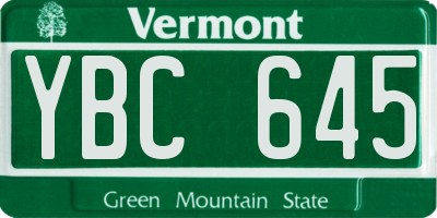 VT license plate YBC645