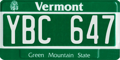 VT license plate YBC647