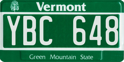 VT license plate YBC648