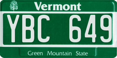 VT license plate YBC649
