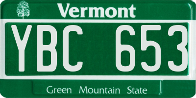 VT license plate YBC653
