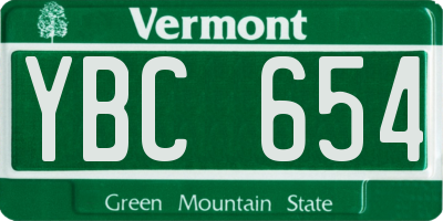 VT license plate YBC654