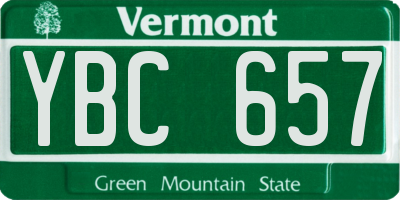 VT license plate YBC657