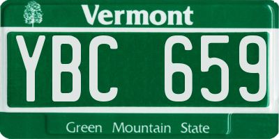 VT license plate YBC659