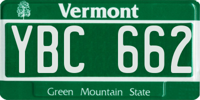 VT license plate YBC662