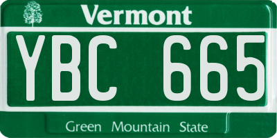 VT license plate YBC665