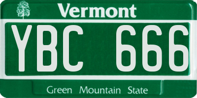 VT license plate YBC666