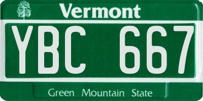 VT license plate YBC667