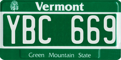 VT license plate YBC669