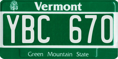 VT license plate YBC670