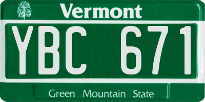 VT license plate YBC671