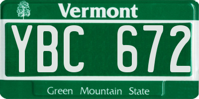 VT license plate YBC672
