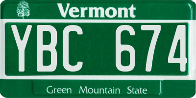 VT license plate YBC674