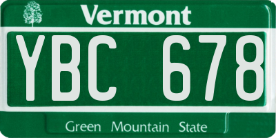 VT license plate YBC678