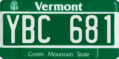 VT license plate YBC681