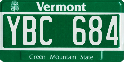 VT license plate YBC684