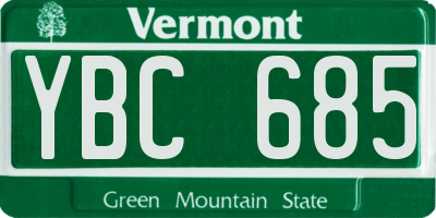 VT license plate YBC685