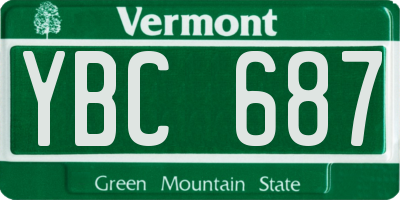 VT license plate YBC687