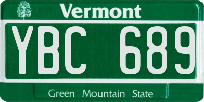 VT license plate YBC689