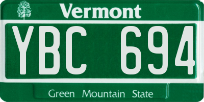 VT license plate YBC694
