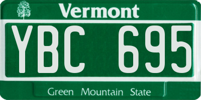 VT license plate YBC695