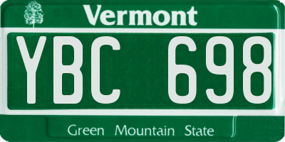 VT license plate YBC698
