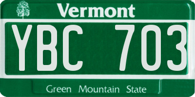 VT license plate YBC703