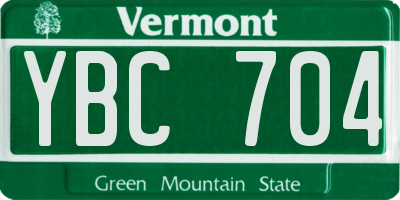 VT license plate YBC704
