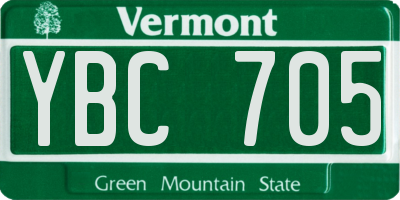 VT license plate YBC705