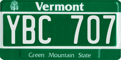 VT license plate YBC707