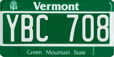 VT license plate YBC708