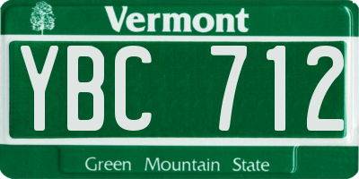 VT license plate YBC712