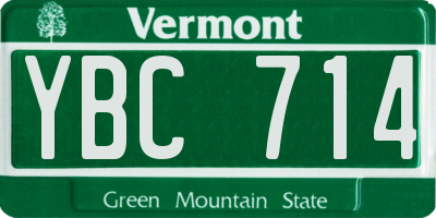 VT license plate YBC714
