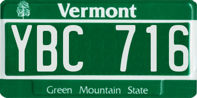 VT license plate YBC716