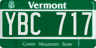 VT license plate YBC717