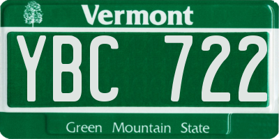 VT license plate YBC722