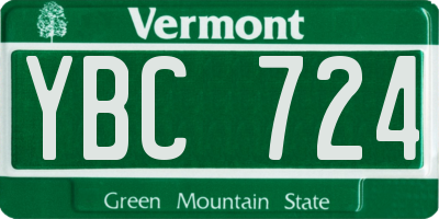 VT license plate YBC724