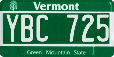 VT license plate YBC725