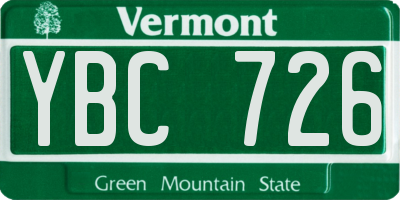 VT license plate YBC726