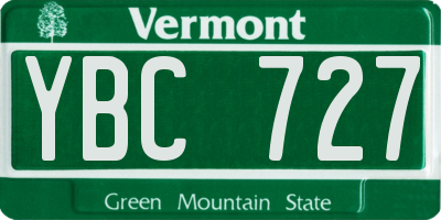 VT license plate YBC727