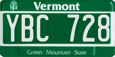 VT license plate YBC728
