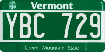 VT license plate YBC729