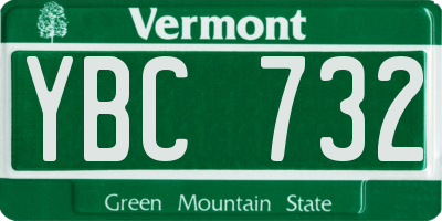 VT license plate YBC732