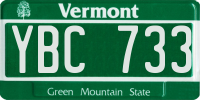 VT license plate YBC733