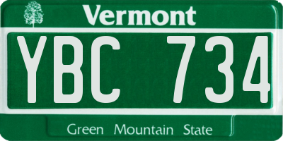 VT license plate YBC734